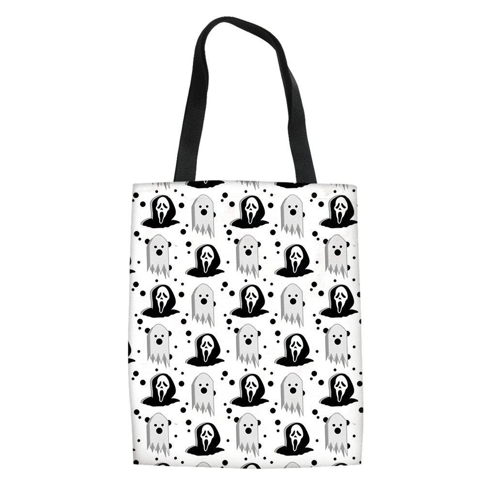Halloween Pattern Portable Shopping Bag Fashion Outdoor Travel Handbag Lightweight Adult Women Bolso De Mano
