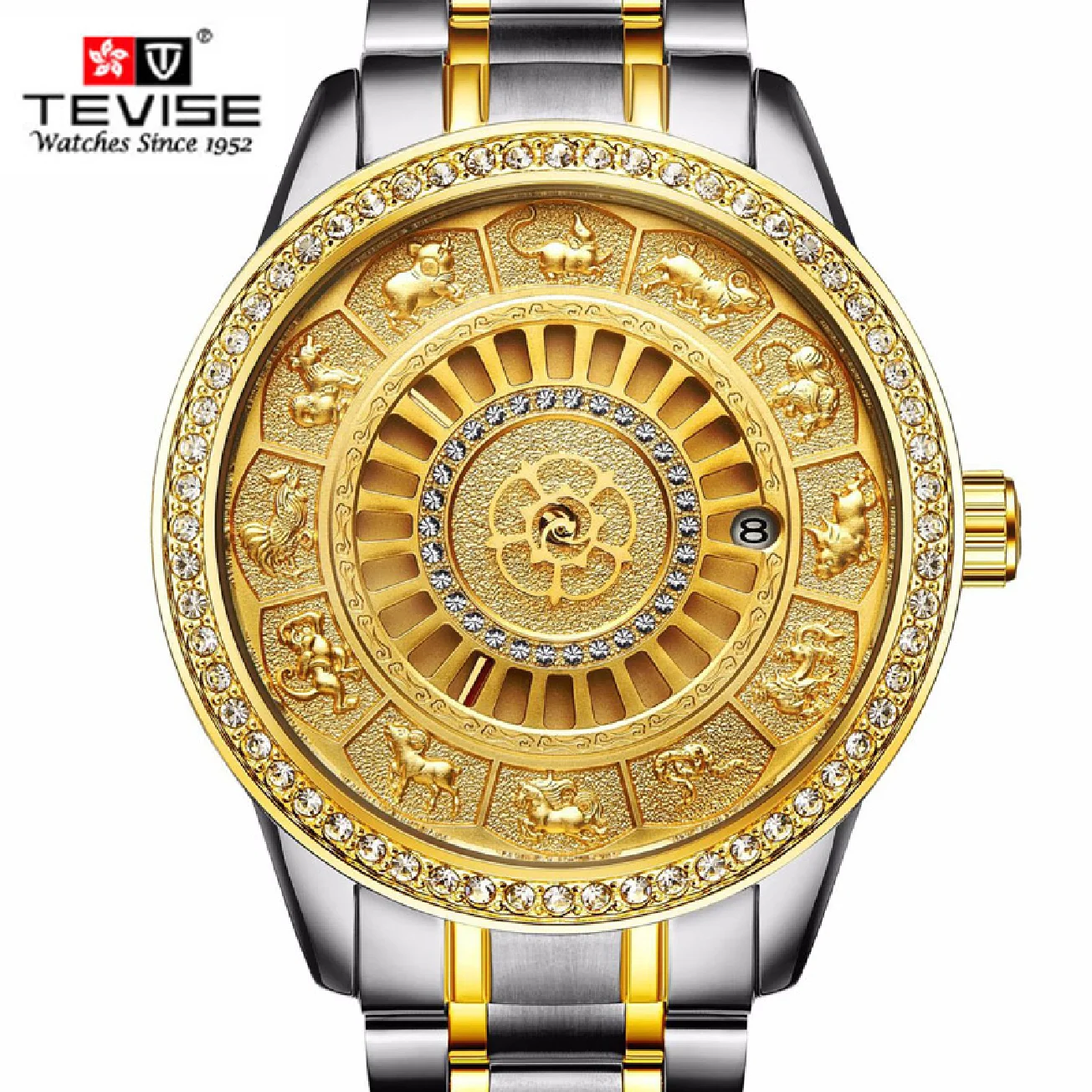 

TEVISE Men Automatic Mechanical Watch Stainless steel Watches Self-Winding Waterproof Top Luxury Gold Clock Relogio Masculino
