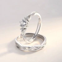 new 2022 creative fashion couple ring opening adjustable ring inlaid zircon jewelry party gift