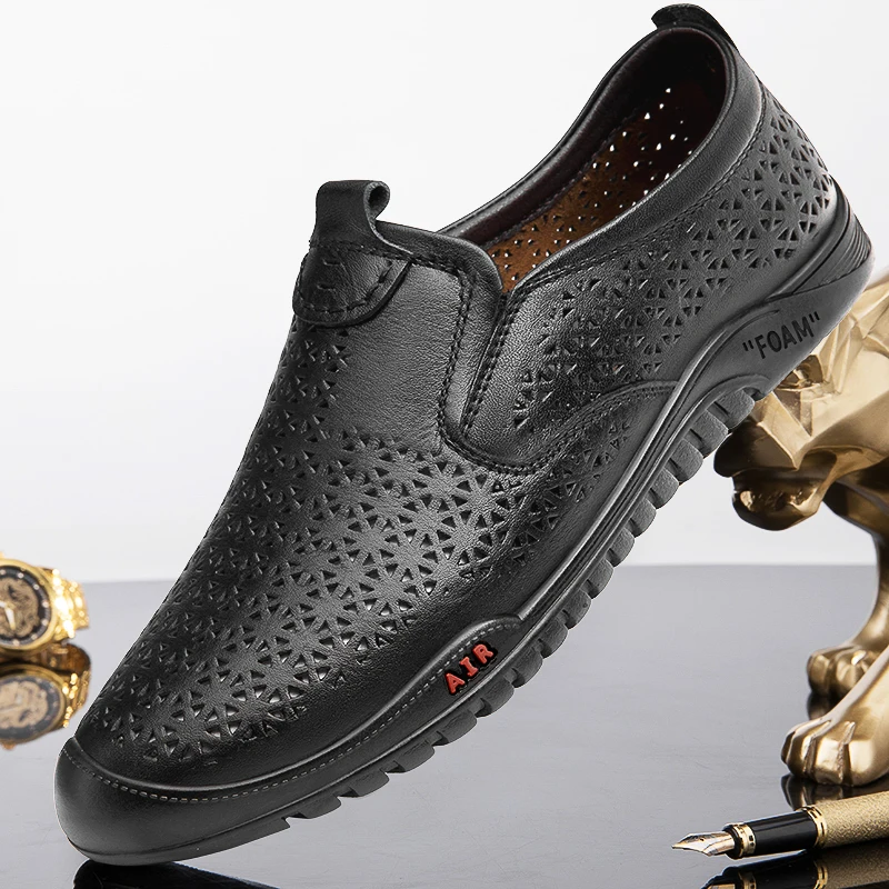 

High Quality Brand Men's Genuine Leather Shoes Hollowed Out Men's Casual Shoes Business Shoes Office Anti-skid Men's Loafers