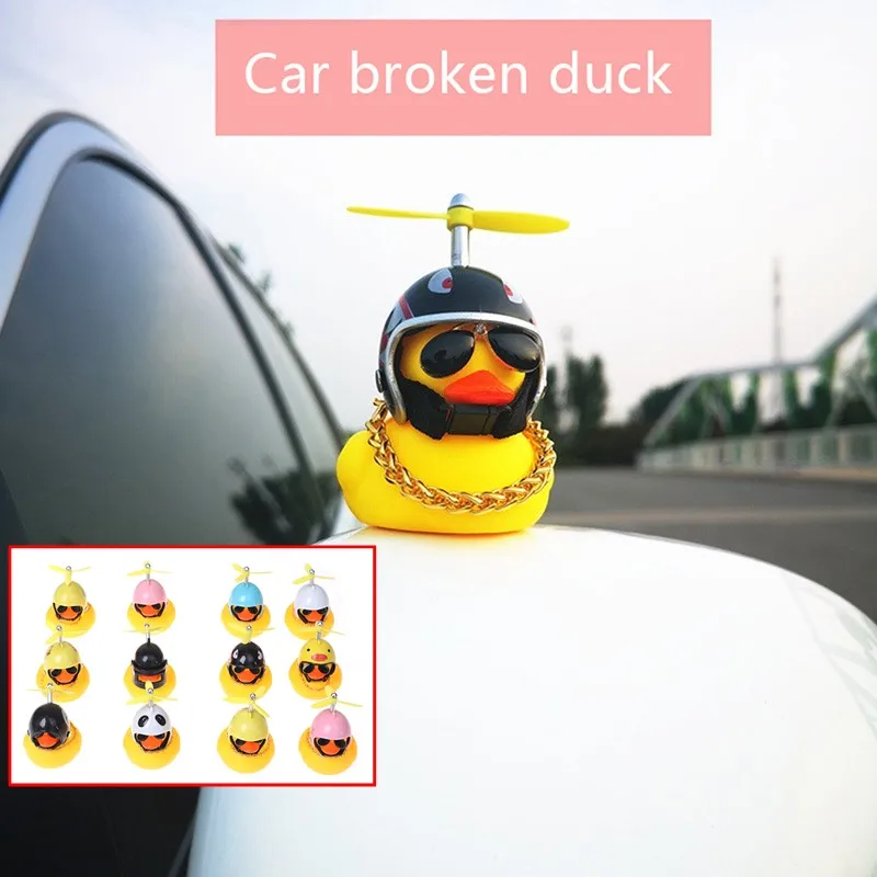 

Резиновая утка со сломанным ветром и подвеской на шлем, черная/желтая утка, шлем для дорожного велосипеда, аксессуары для езды на велосипеде, украшение для автомобиля