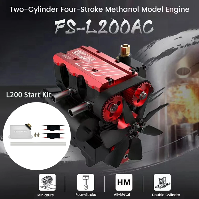

TOYAN L200 Start Kit Metal L200 Start Kit 4 Stroke Air Cooled Engine 7Cc 4000-16500Rpm Inline 2 Cylinder Engine