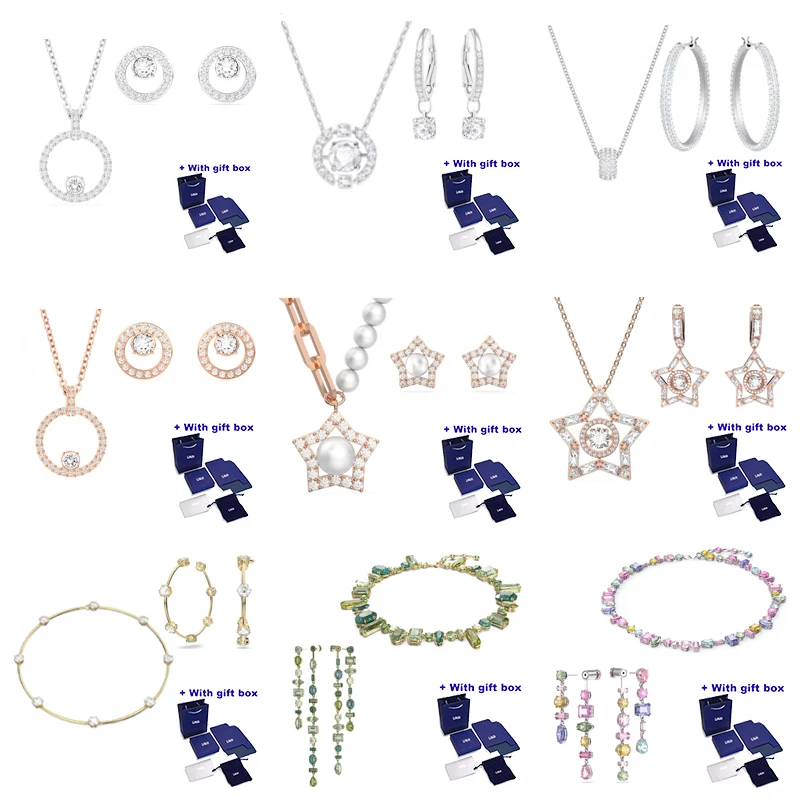 

S 2022 High Quality Jewelry Austrian Crystal Necklace Earring Set, Holiday Gift, Delivery Gift Box Free Shipping