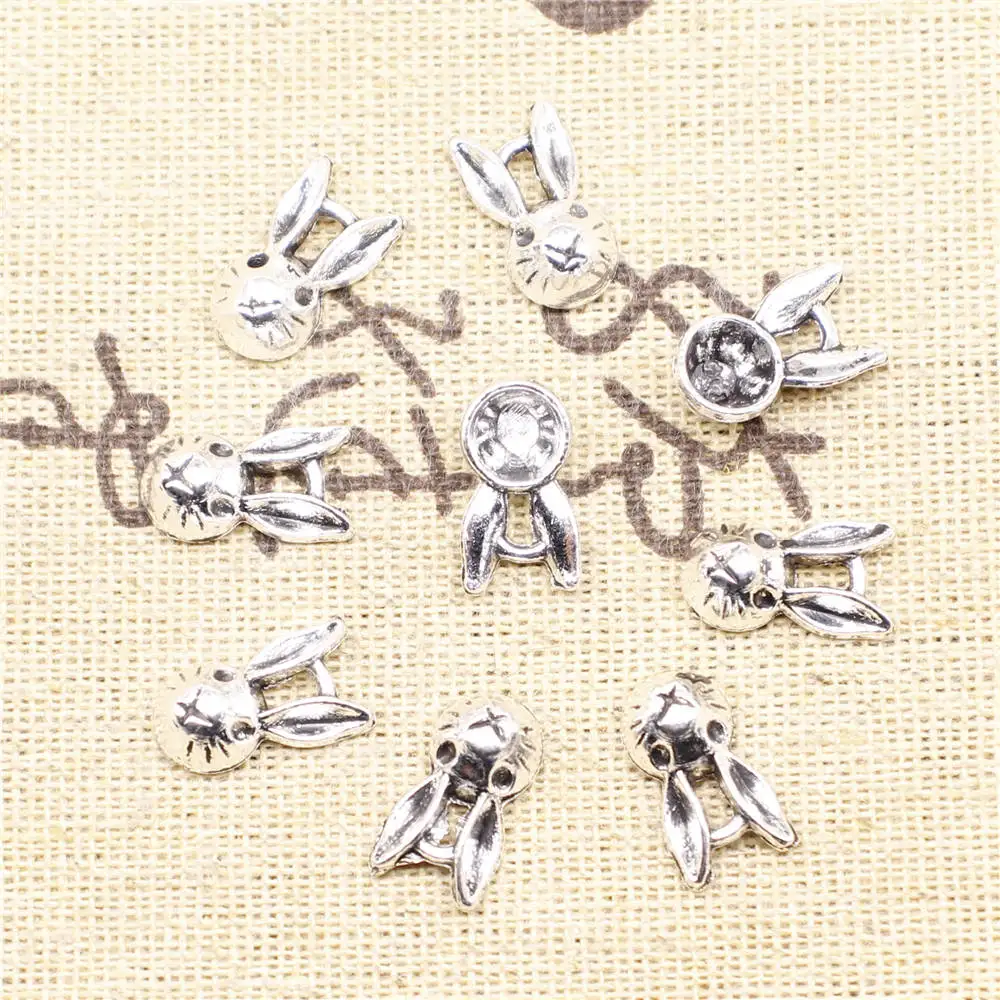 

20pcs Antique Silver Color 8x14mm Rabbit Head Charms Handmade Jewerly Diy