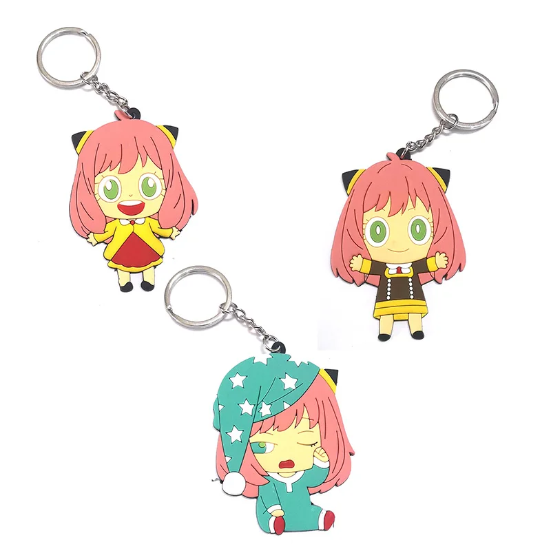 

Anime SPY x FAMILY PVC Figure Keychain Double-sided Soft Rubber Twilight Yor Anya Figures 3D Key Ring Pendant Toy Gift