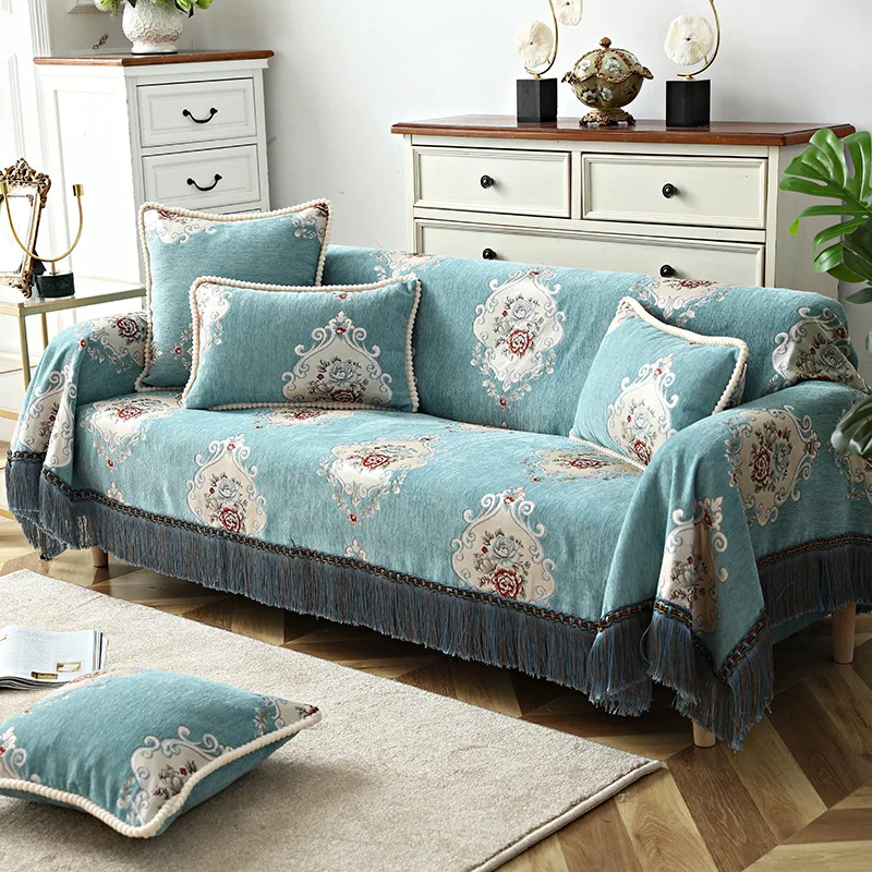 

Top Quality Vintage Floral Sofa Towel Jacquard Tassels Slipcover Couch Cover 1/2/3/4 Seater Furniture Recliner