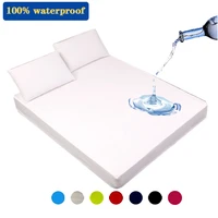 100 waterproof mattress cover with deep pocket solid color anti mite fitted bed sheet mattress protector bed cover king queen