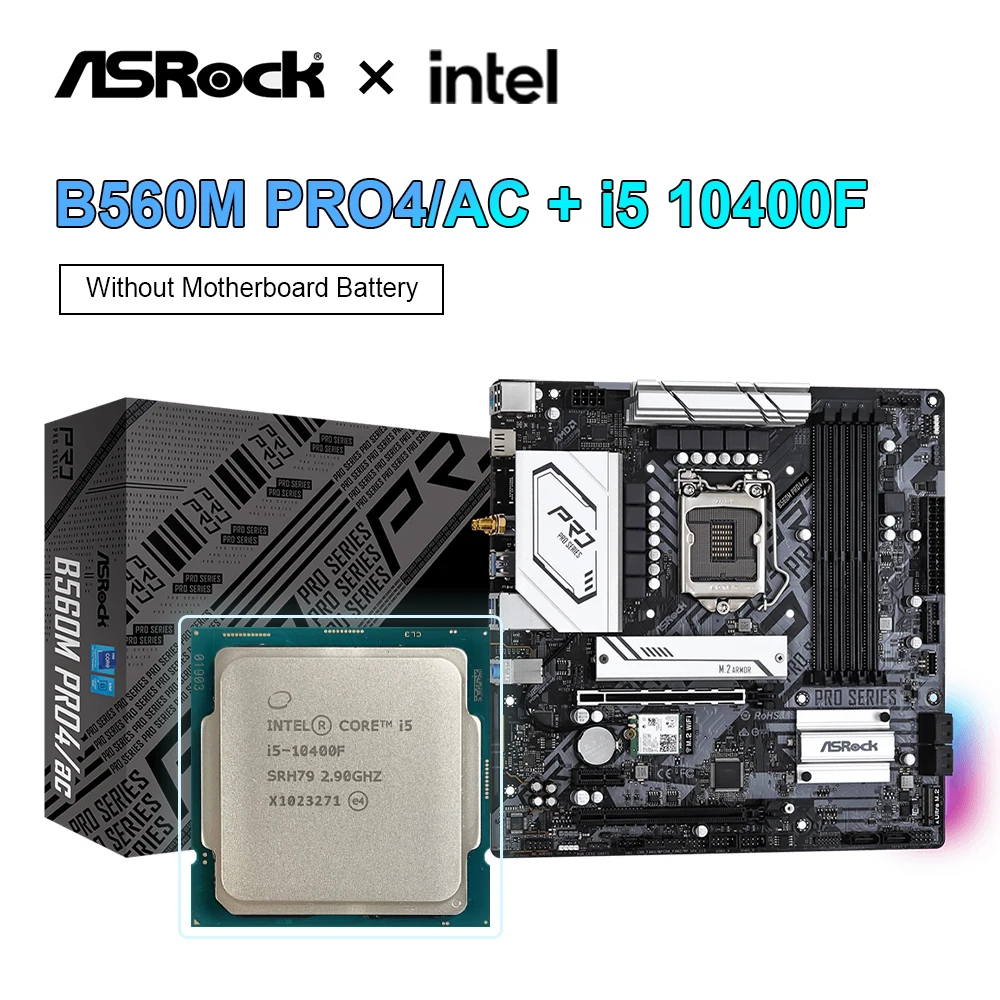 

ASROCK B560M PRO4/AC New Motherboard + Intel Core i5-10400F CPU i5 10400F LGA1200 128GB 2.9 GHz Six-Core Twelve-Thread Processor