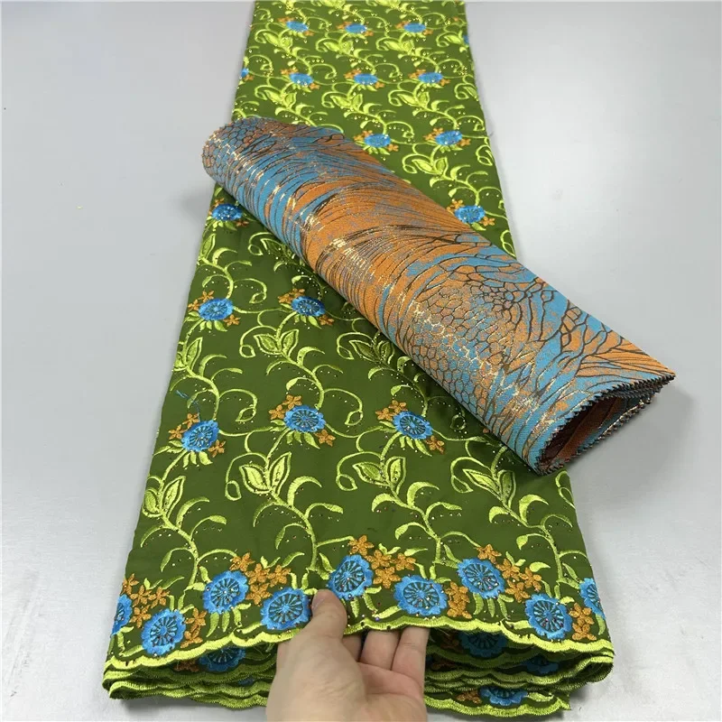 5 ярдов тяжелая вышивка бисером африканская 100% хлопчатобумажная ткань с