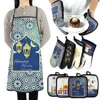 ramadan kareem apron eid mubarak baking gloves anti scalding oven gloves pad home kitchen muslim islamic party decoration