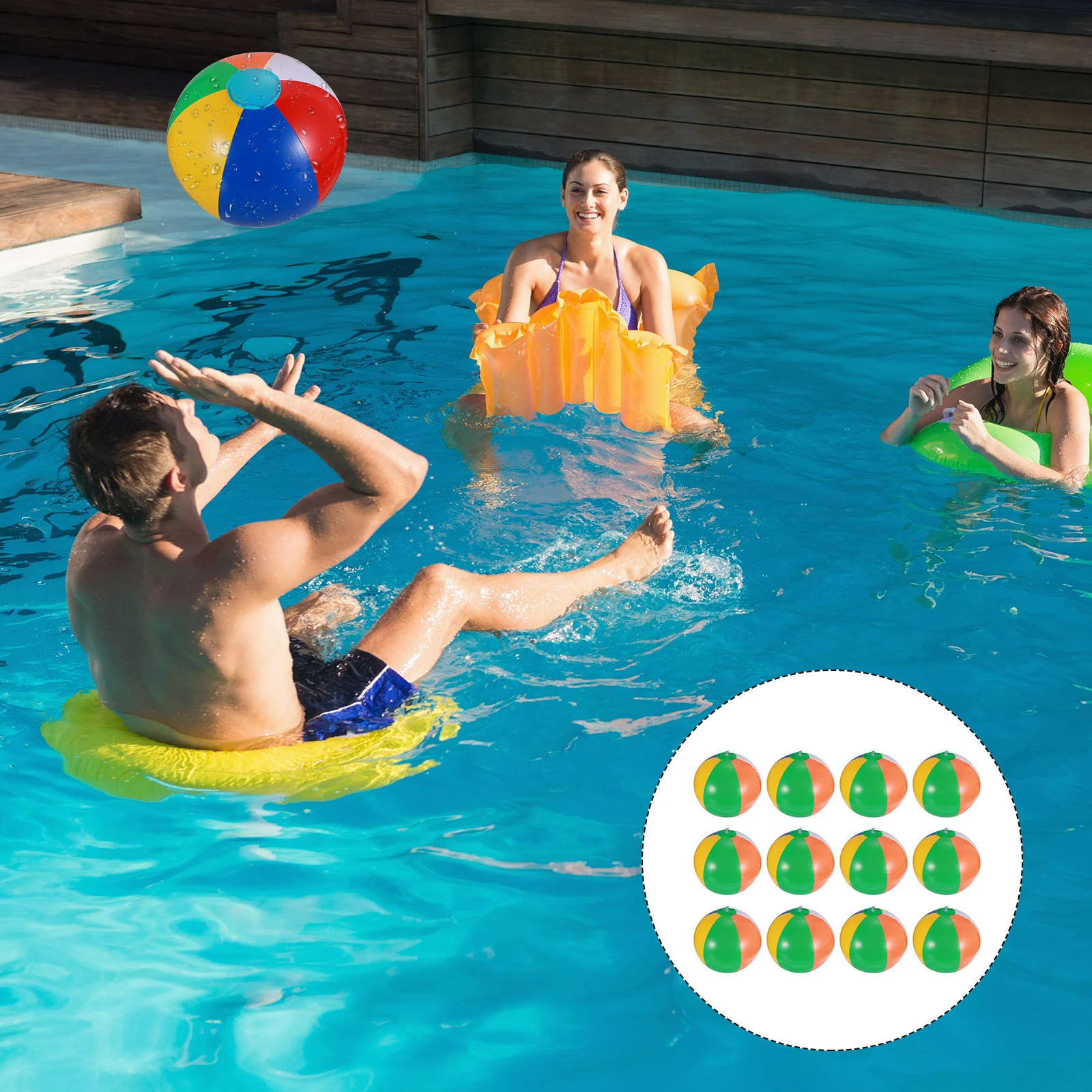 

Inflatable Beach Ball Colorful Pool Balls Kids Water Toy PVC Rainbow Playset Outdoor