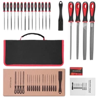meterk 19pcs t12 carbon steel file tool set 4 flathalf roundtriangle files and 14pcs needle files woodworking tool accessories