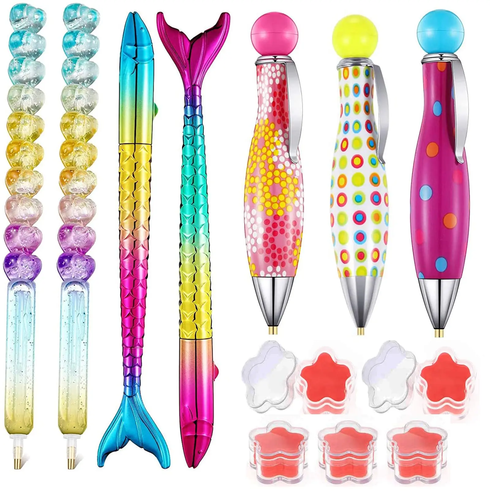 

7 шт. инструмент для алмазной живописи, аксессуары, точечные ручки с 5 шт., алмазная живопись, восковая коробка для хранения, заполненная клее...