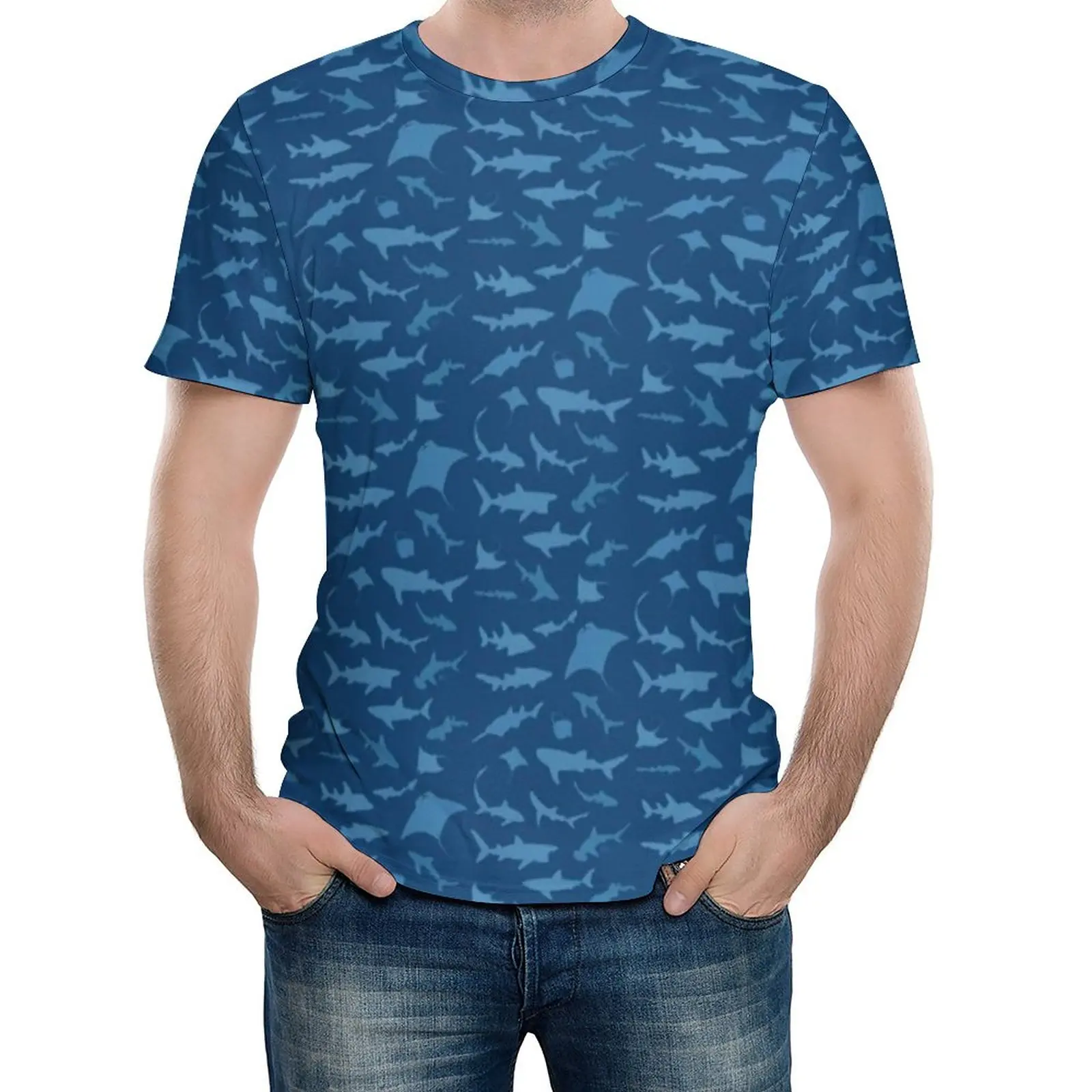 

Types Of Shark T-Shirt Sharks and Rays Blue Vintage T-Shirts Short-Sleeve Printed Tshirt Wholesale Essential Big Size Top Tees