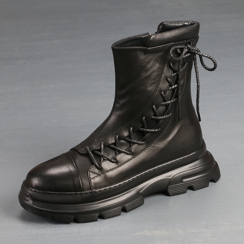 

Ботинки, модная брендовая мужская обувь, кожаные ботинки Martin на толстой подошве, Корейская версия тренда с модными повседневными ботинками челси