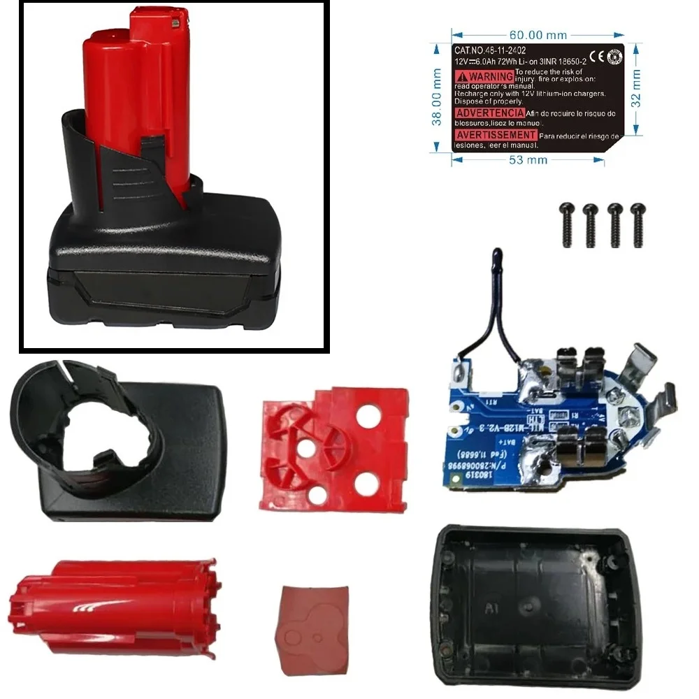 

M12 шестиэлементный чехол PCB печатная плата шестиэлементный корпус батареи для Milwaukee 12V литий-ионный аккумулятор 12V 1.3ah аксессуары для электро...
