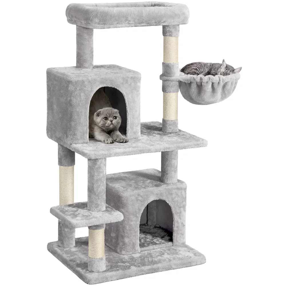 

Многоуровневая башня для кошачьего дерева с кондомами корзина для верхнего окуня стабильная структура, светильник серый, 46,5 дюйма H, принадлежности для кошек, стеллажи для кошек