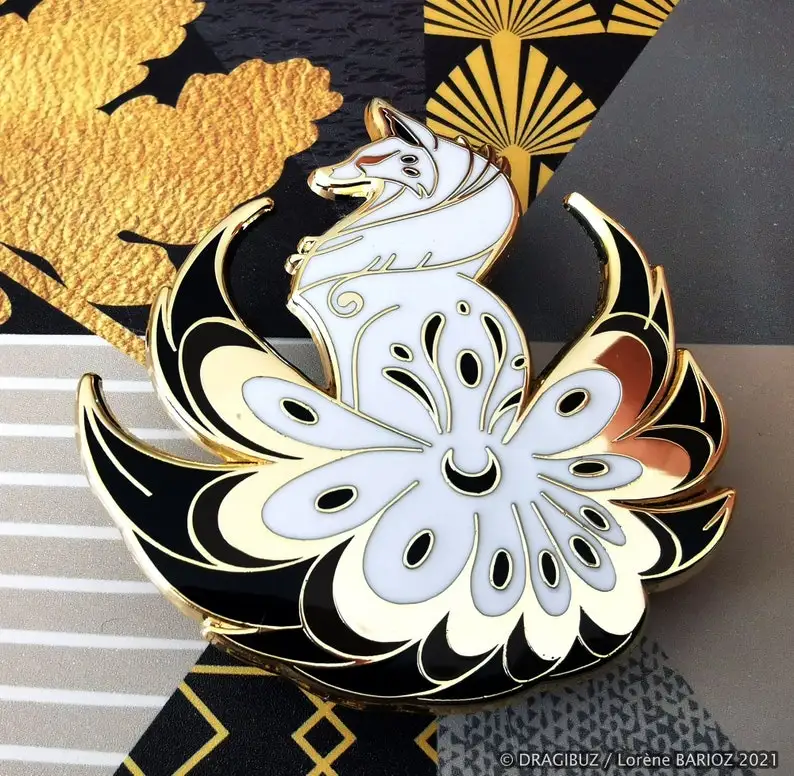 

Металлическая эмалированная шпилька Kitsune в готическом стиле