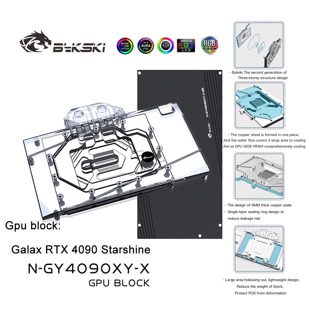 

Bykski N-GY4090XY-X GPU Water Cooling Block for Galax RTX 4090 Starshine,4090 Graphic Card Cooler Full Cover with Backplate