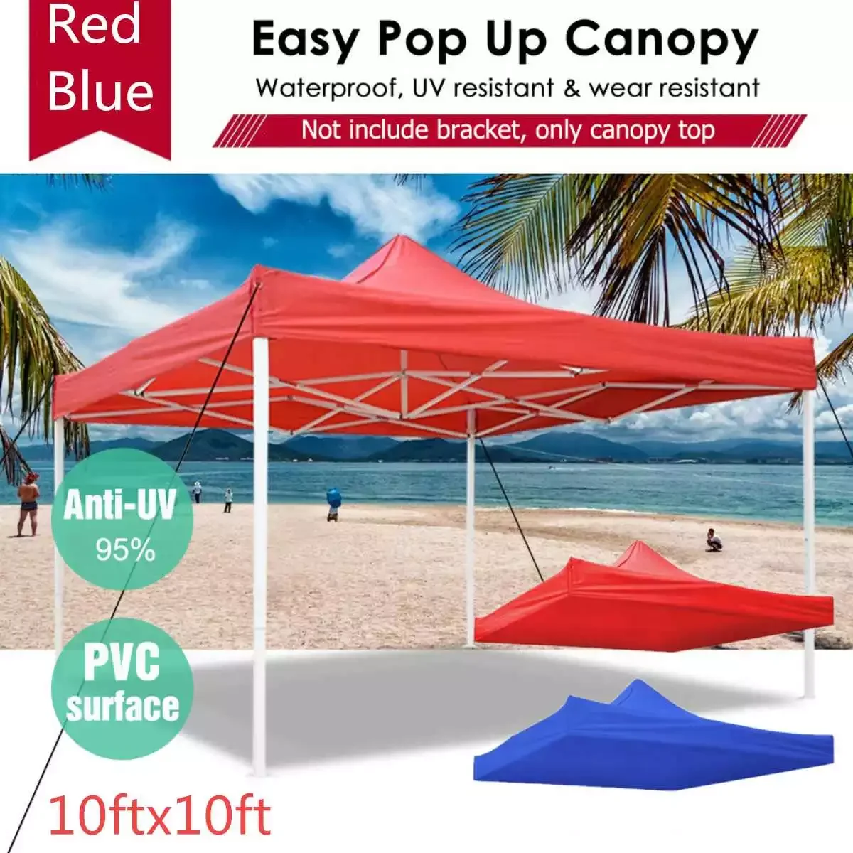 

3x3m Outdoor Camping Canopy Tent Gazebo Shelter Portable Cover Top Shade Replacement Tent Top Cover Waterproof & UV Protecti