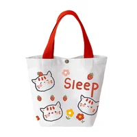 1 Pc Cute Cartoon Mini Handbag Fashion Korean Style Small Shopping Bag for Girl Fresh Reusable Women Canvas Storage Tote Bag