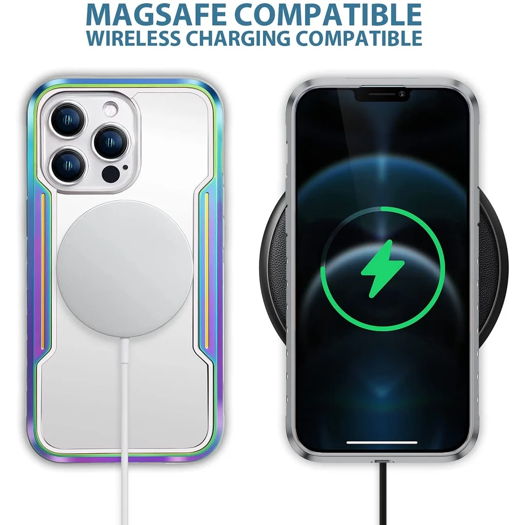 Designed For iPhone 13 Pro Max 12 Pro Max Military Grade Durable Metal Anodized Aluminum Frame + Flexible TPU + PC Edge Cover