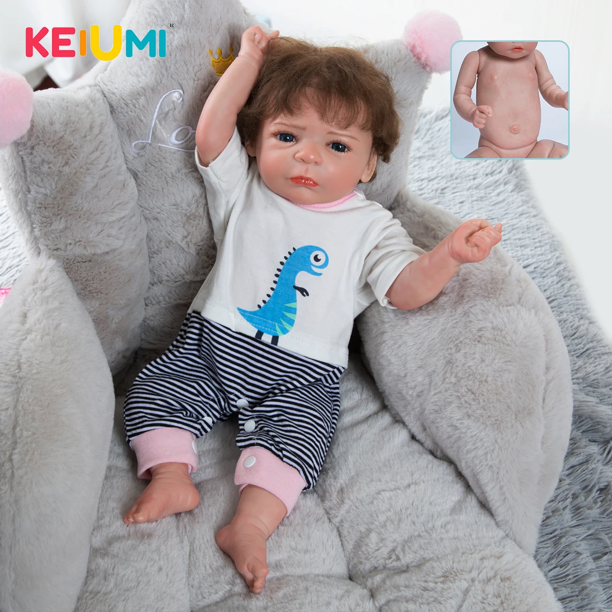 

Кукла реборн KEIUMI с 3d-рисунком, Реалистичная силиконовая кукла-младенец, полностью закрывающая тело банка для ванны, игрушки для девочек, под...