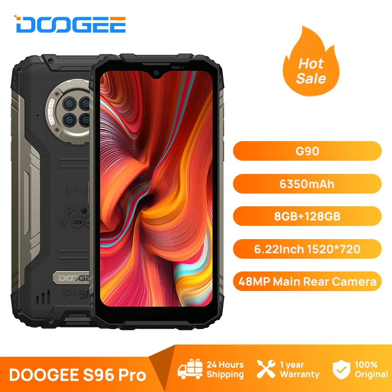 Sale DOOGEE S96 Pro Waterproof Rugged Phone 48MP Round Quad Camera 20MP Infrared Night Vision Helio G90 Octa Core 8GB+128GB