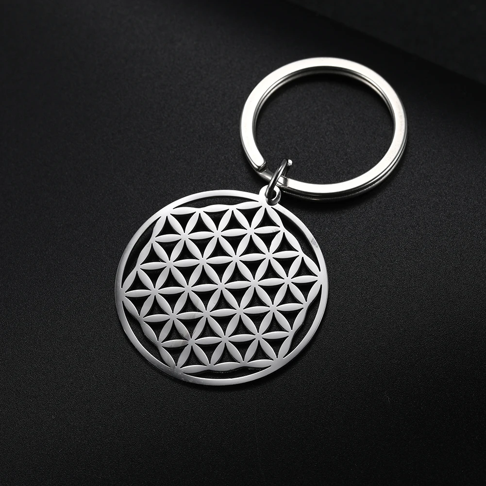 

Брелок для ключей Lucktune из нержавеющей стали для мужчин и женщин, украшение в виде викингов с цветочным дизайном, подвеска для автомобильных ...