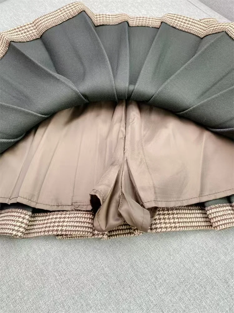 Осень-зима новый женский винтажный клетчатый костюм модная куртка на одной