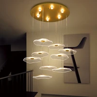 modern led chandelier golden designer living room dining room staircase home lighting decoration pendant lotus leaf chandelier
