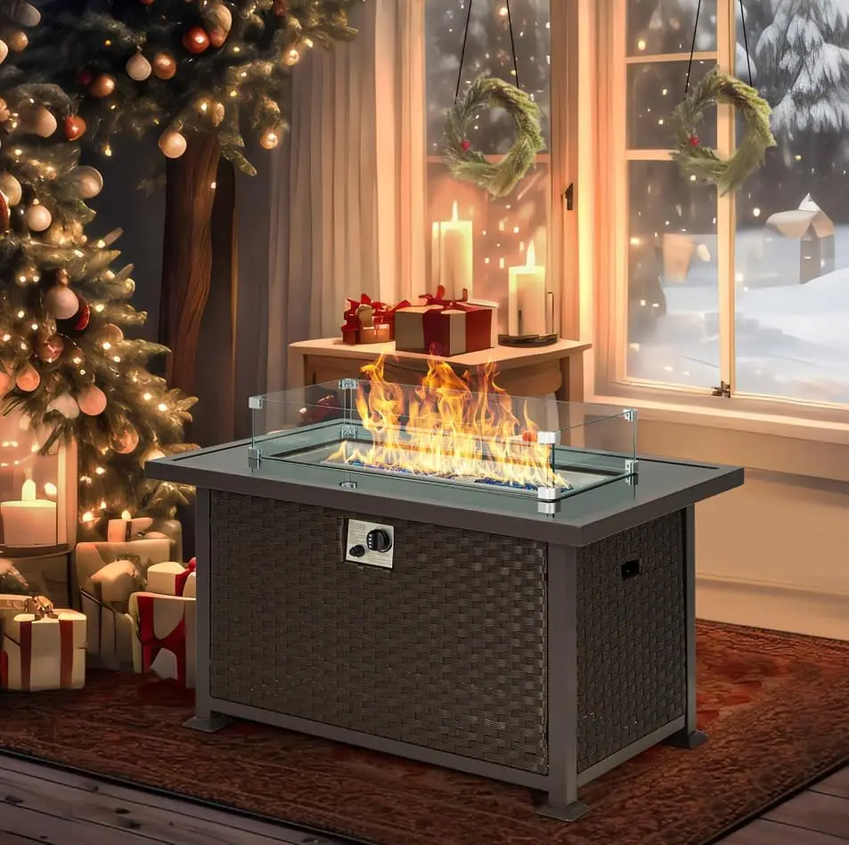 Уличная газовая костра 4 дюйма с автоматическим зажиганием 50000 BTU со стеклянным