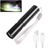 usb powered portable led flashlight camping light adjustable 3 modes waterproof ipx6 zoomable bicycle light for outdoor use