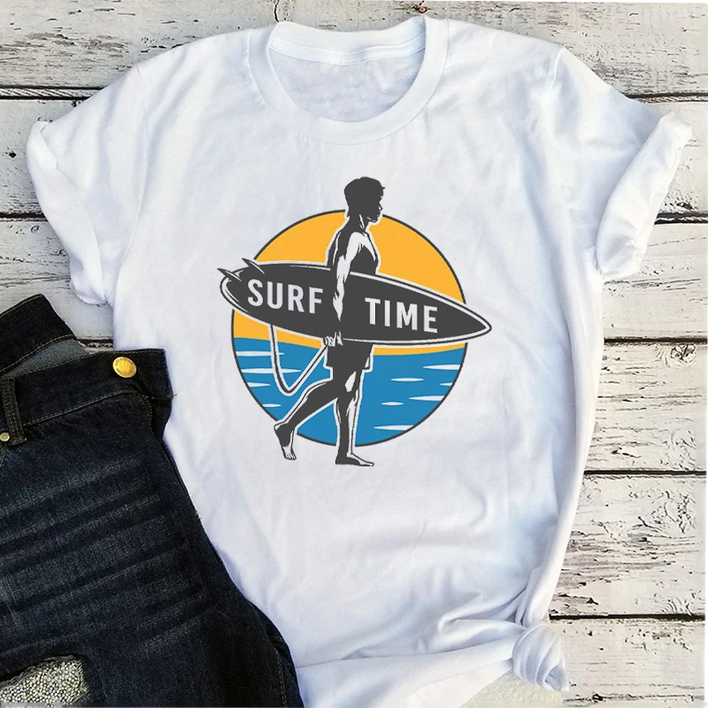 

Рубашка TIME Shirt 2021, женские модные топы с мультяшным рисунком, праздничная Пляжная белая футболка, одежда, летние классические винтажные Топы