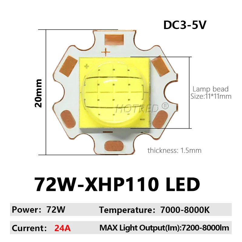 

LED-бусины HotRed XHP70 XHP90 XHP110 3A 6A 10A 24A для фонарика
