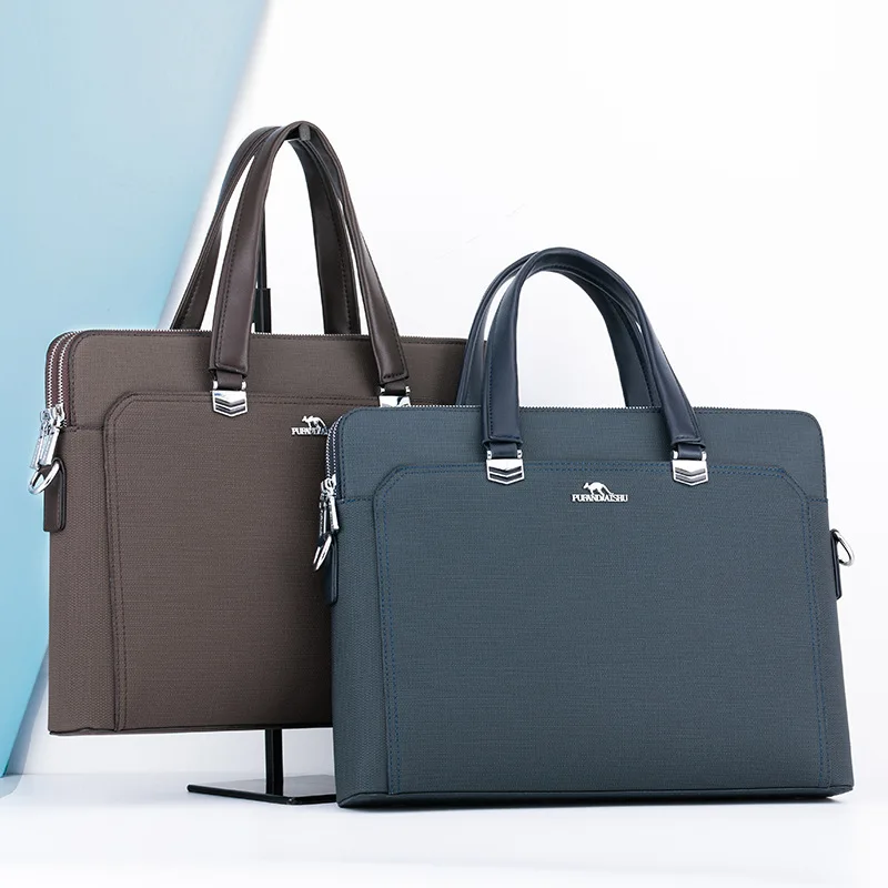 Men's Briefcase Double Zipper Shoulder Bag New Fashion 14 Inch Laptop Case Large Capacity Male Business Handbag  Travel Tote