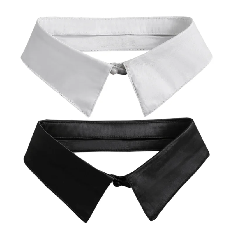 Модная классическая черная/белая рубашка с воротником галстук искусственным