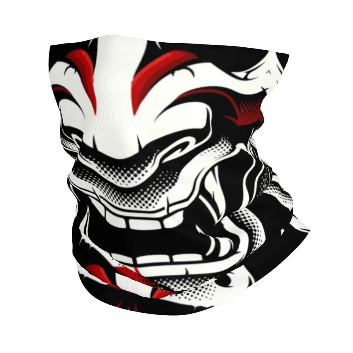 

White Red Okami Kitsune Kabuki Japanese Oni Demon Winter Headband Neck Ski Camping Tube Scarf Samurai Tattoo Face Bandana Gaiter