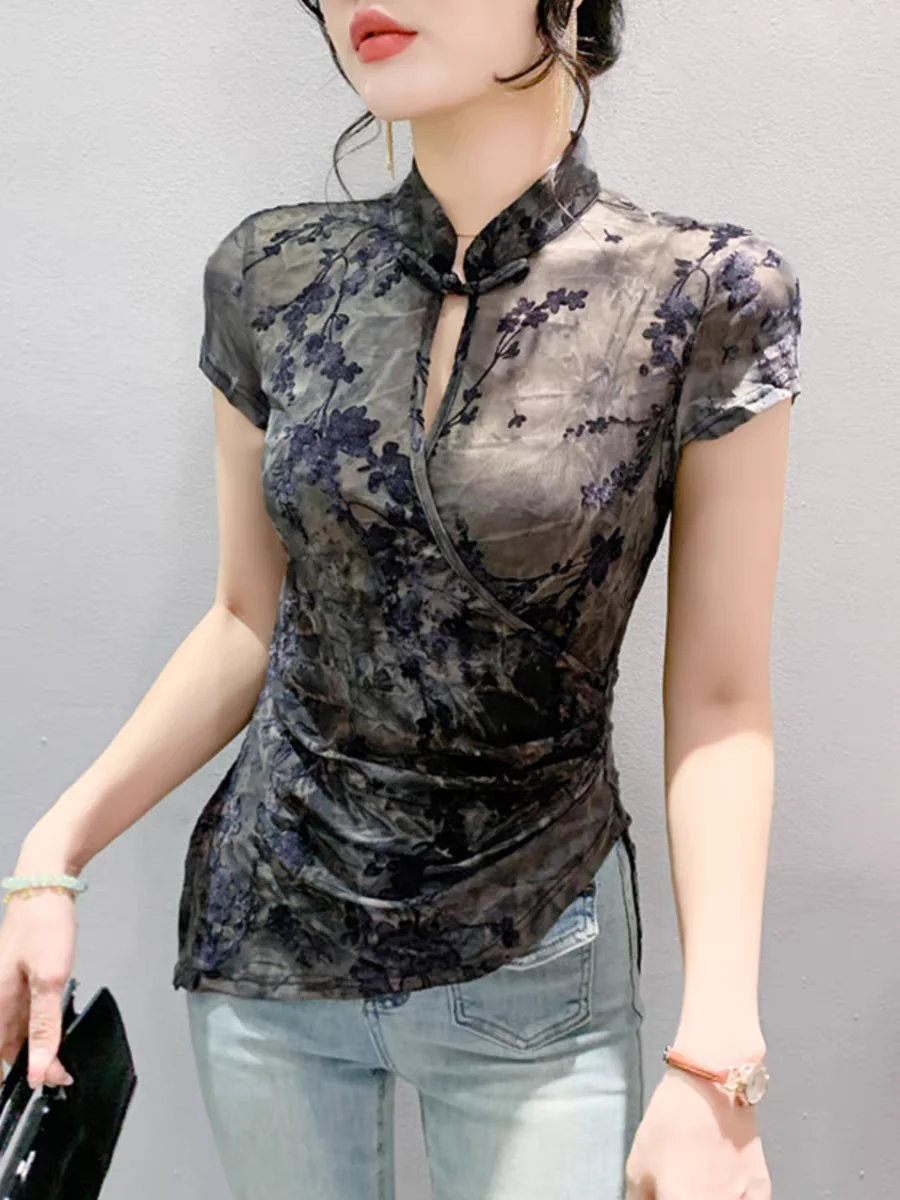 Женские облегающие футболки летние топы из тонкой сетки с коротким рукавом