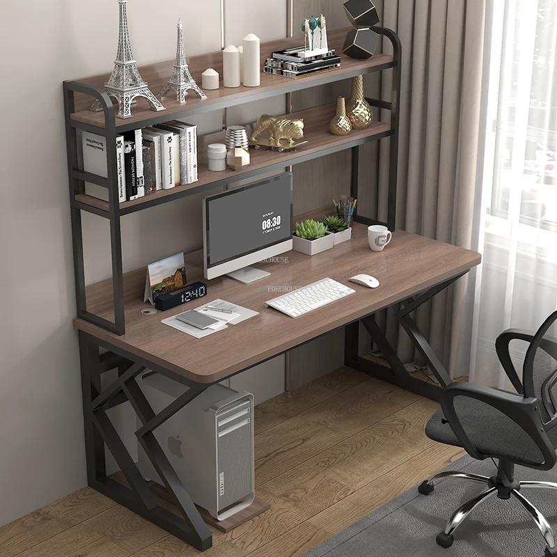 

Modern Wooden Desktop Computer Desks Home Office Furniture Simple Gaming Table Bedroom Student Study Desk Bookshelf Combination