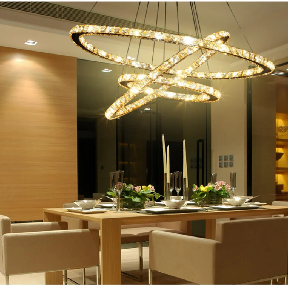

Luxury Crystal Rings Chandelier CrystalNordic Led Lustre Chandelier Living Room Decoration Luminaire Hanging Lamp