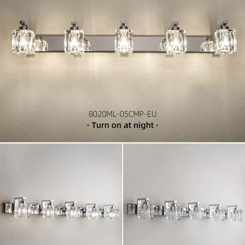 

Modern Crystal Wall Lamp LED Bathroom Make-up Mirror Light Bedroom Corridor Lamp Stainless Steel Cabinet Vanity Lighting