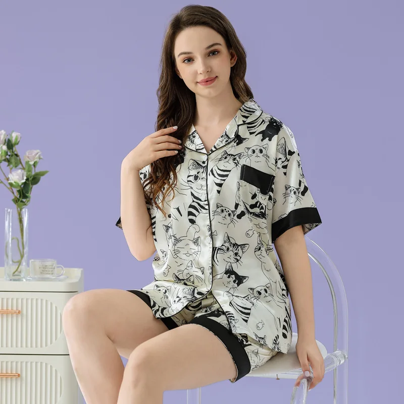 Пижамный комплект Женский из 2 предметов одежда для сна искусственного шелка