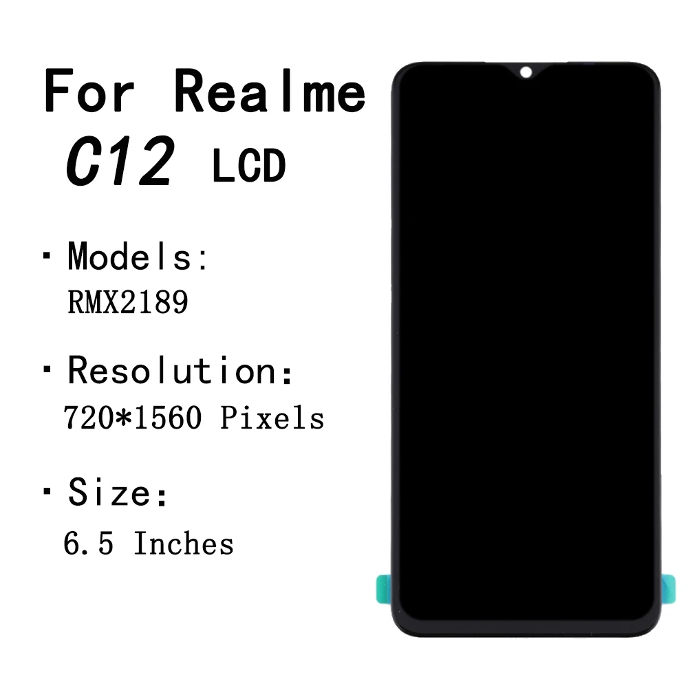 

100% Original For OPPO Realme C12 LCD Display Touch Panel Screen Digiziter Sensor Assembly Realme C12 RMX2189 LCD
