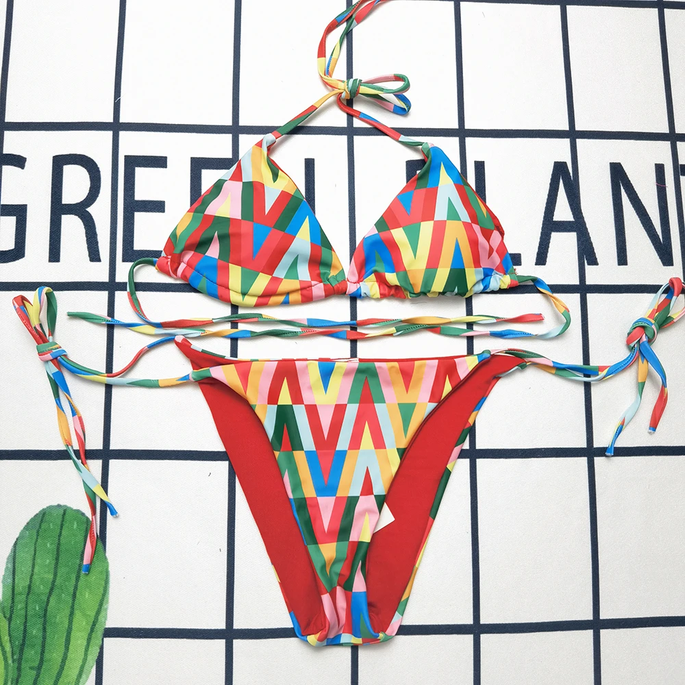 

Женский купальник-бикини треугольной формы, бесшовный удобный купальник для пляжного отдыха, весна-лето 2023