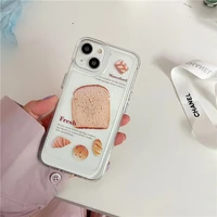 cute clear toast colorful clouds flower female hard case for iphone 11 12 13 pro max 7 8 plus xr x xs anti drop cover fundas