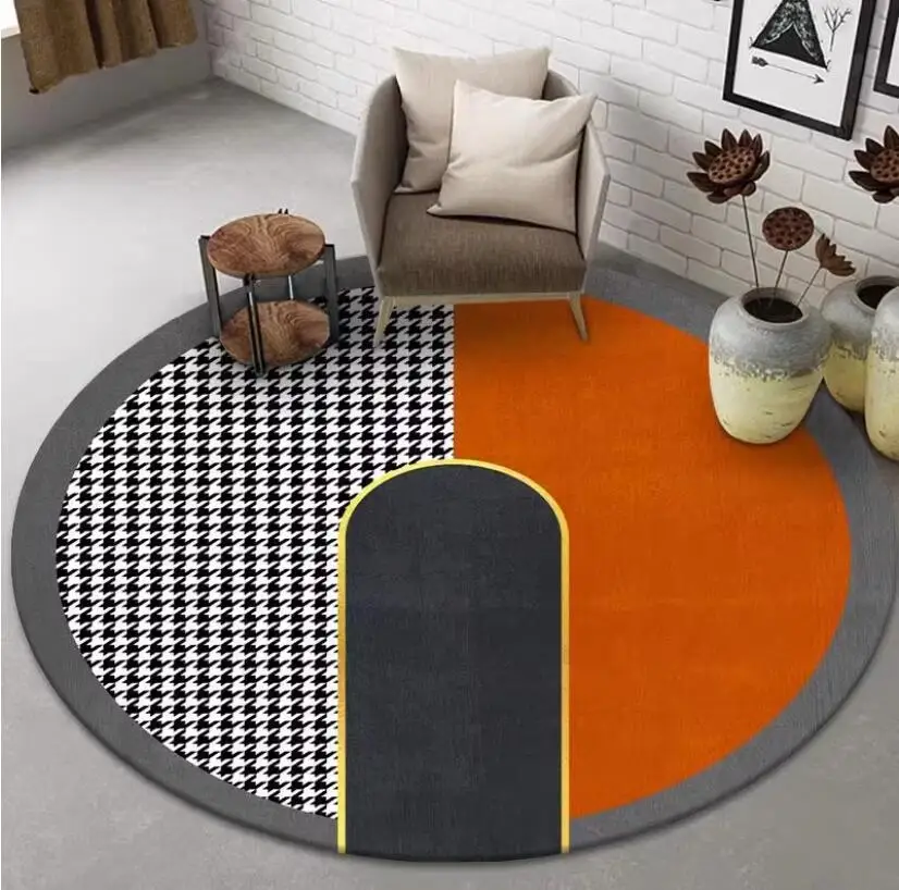 

Круглый ковер в скандинавском стиле для гостиной, искусственные роскошные декоративные ковровые покрытия, вращающийся ковер для стула, коврик для спальни, комод