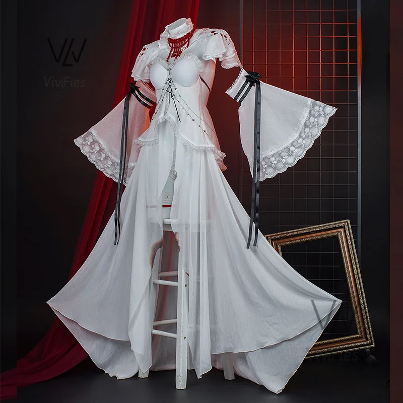 Coquelic косплей костюм парик игра дорога до нигде белое платье сексуальная форма