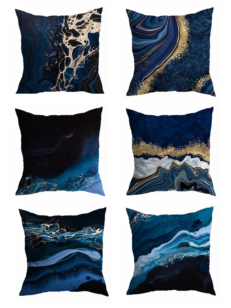 

Geometr Cushion Cover 45x45cm Polyester Pillowcase Decorative Sofa Cushions Pillowcover Home Decor Black Blue Pillow Cases