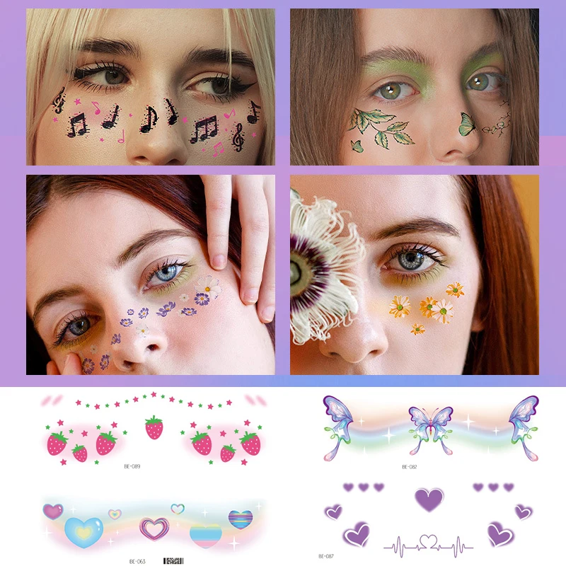 Водостойкая наклейка с надписью Love Heart лицевая тату радуга снежинка зимняя для